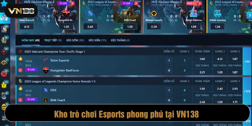 Ưu điểm giúp Esport VN138 thu hút bet thủ