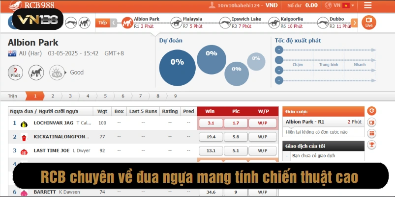Đá gà đua ngựa RCB chuyên về đua ngựa mang tính chiến thuật cao